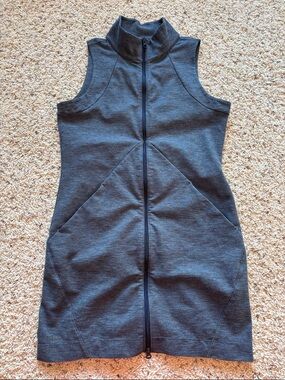 Title Nine Sleeveless Zip-Front Heather Navy Dress